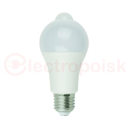 Лампа светодиодная с датчиком освещенности и датчиком движения LED-A60-12W/4000K/E27/PS+MS PLS10WH Форма A матовая Белый свет (4000K) Картон