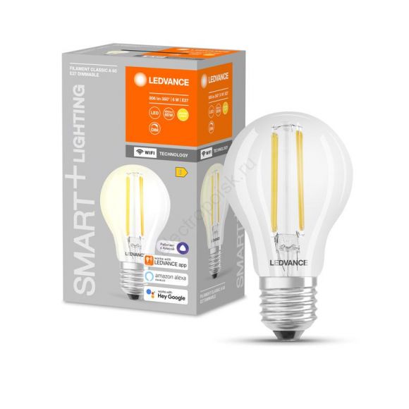 Лампа светодиодная диммируемая филаментная LEDVANCE SMART+ специальная, 6Вт (замена 55 Вт), 2700К