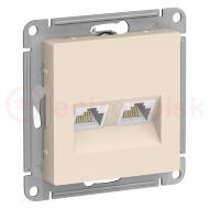 Розетка ATLASDESIGN двойная компьютерная RJ45+RJ45 категория 5E механизм бежевый Розетка ATLASDESIGN двойная компьютерная RJ45+RJ45 категория 5E механизм бежевый