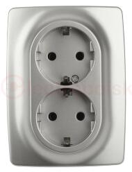 Розетка 2X2P+E Schuko со шторками , 16A-250В, Эра12, алюминий, 12-2108-03 Розетка 2X2P+E Schuko со шторками , 16A-250В, Эра12, алюминий, 12-2108-03