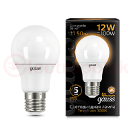 Лампа светодиодная LED 12 Вт 1150 Лм 3000К теплая Е27 A60 Black Gauss Лампа светодиодная LED 12 Вт 1150 Лм 3000К теплая Е27 A60 Black Gauss
