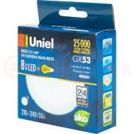 Лампа светодиодная GX53 LED 8вт 210-240В 670Лм 4000К матовая Uniel Лампа светодиодная GX53 LED 8вт 210-240В 670Лм 4000К матовая Uniel