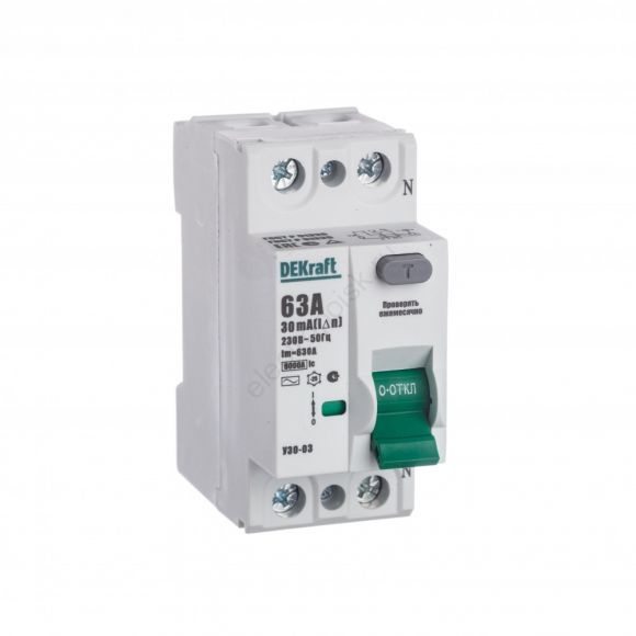 Выключатель дифференциального тока (УЗО) 2P 63А 30мА AC УЗО-03 6кА