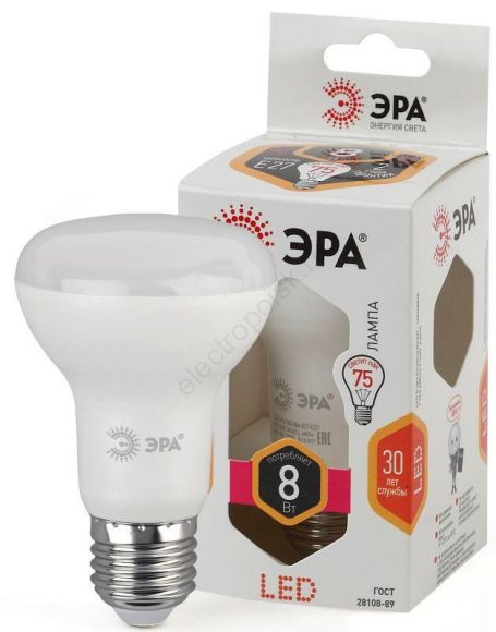 Лампа светодиодная LED 8Вт R63 2700К Е27 тёпл рефл разр выкл с подс (Б0020557)