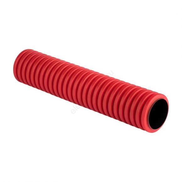 Труба гофрированная двустенная жесткая ПНД d63 6м (36м/уп) красная, EKF (tr2st-63-6m)