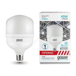 Лампа светодиодная LED 40 Вт 3150 Лм 4100К белая E27/E40 T120 Promo Elementary Gauss