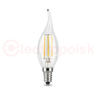 Лампа светодиодная филаментная LED 5 Вт 420 лм 2700К AC185-265В E14 свеча теплая диммируемая Black Filament Gauss Лампа светодиодная филаментная LED 5 Вт 420 лм 2700К AC185-265В E14 свеча теплая диммируемая Black Filament Gauss