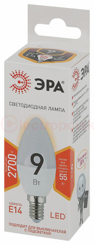 Лампа светодиодная LED B35-9W-827-E14 (диод, свеча, 9Вт, тепл, E14) (10/100/4000) Лампа светодиодная LED B35-9W-827-E14 (диод, свеча, 9Вт, тепл, E14) (10/100/4000)