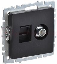 BRITE Розетка двойная TV+RJ45 кат.5E РТВ/РК12-БрЧ черный BRITE Розетка двойная TV+RJ45 кат.5E РТВ/РК12-БрЧ черный