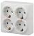 Розетка 4х2P+E Schuko со шторками, 16A-250В, ОУ, Эра Эксперт, белый, 11-2211-01