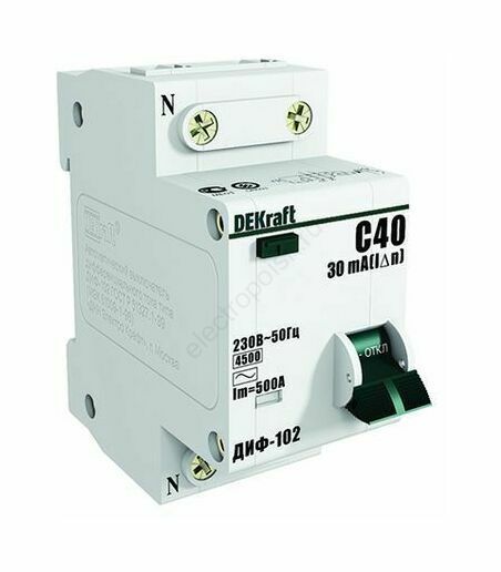 Выключатель автоматический дифференциальный (АВДТ) 1п+N 6А 30мА тип AC С 4.5кА ДИФ-102