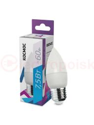 Лампа светодиодная LED 7.5Вт CN 220В Е27 D37х99 6500К холодный 600лм Космос Лампа светодиодная LED 7.5Вт CN 220В Е27 D37х99 6500К холодный 600лм Космос
