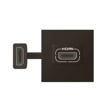 Розетка HDMI Mosaic 2 модуля - со шнуром - матовая черная