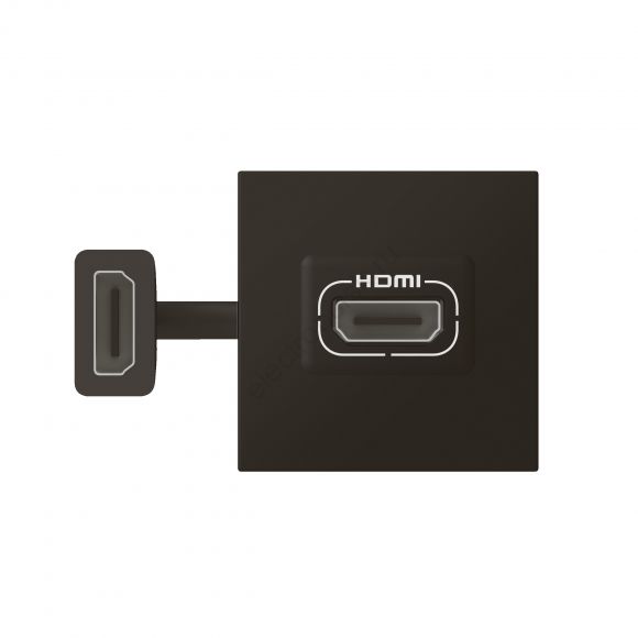Розетка HDMI Mosaic 2 модуля - со шнуром - матовая черная 079479L