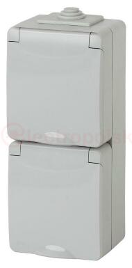 Розетка 2х2P+E верт. IP65, 16A-250В, ОУ, Эра Эксперт, серый, 11-2607-03 Розетка 2х2P+E верт. IP65, 16A-250В, ОУ, Эра Эксперт, серый, 11-2607-03