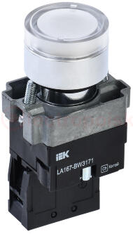 Кнопка LA167-BW3171 d=22мм RC 1з с подсвет. белая IEK Кнопка LA167-BW3171 d=22мм RC 1з с подсвет. белая IEK