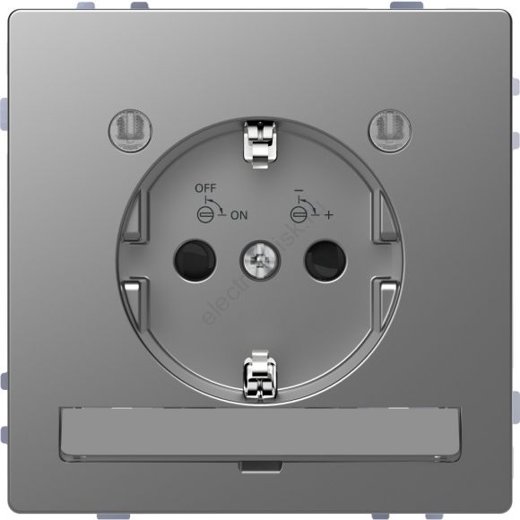 Розетка D-Life 16А с заземляющим контактом и LED  модуле мсталь нержавеющая SD MTN2304-6036