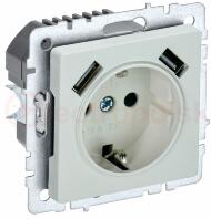 BRITE Роз. с з/к/ш 16А с USB A+A 2,1А РЮш10-1-БрЖ жемч. IEK BRITE Роз. с з/к/ш 16А с USB A+A 2,1А РЮш10-1-БрЖ жемч. IEK