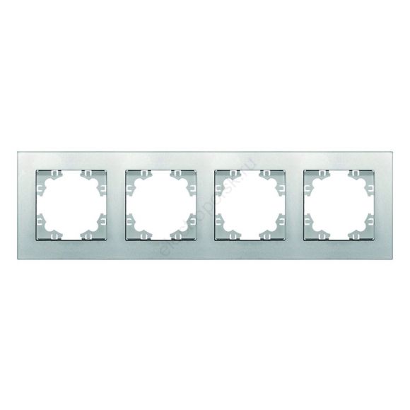 Рамка четырехместная горизонтальная серия Афина серебро (еврослот)