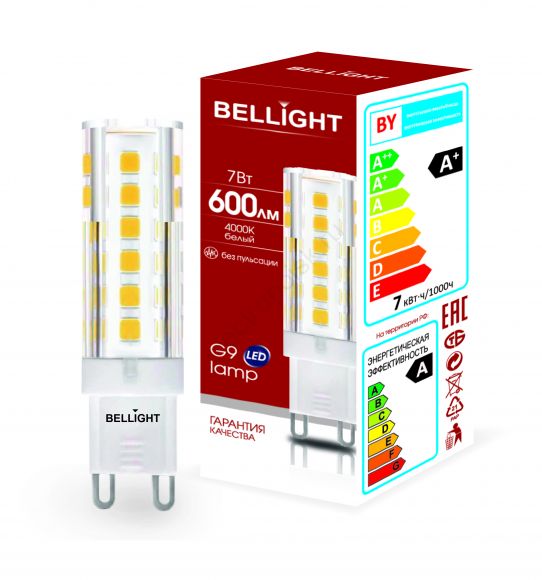 Лампа светодиодная LED 7Вт 4000K 600Лм G9 Bellight (88297903)