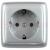 Розетка наружная с заземлением с изоляционной пластиной со шторками серебро