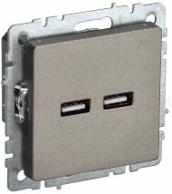 BRITE Розетка USB A+A 5В 3,1А РЮ10-1-БрШ шампань IEK BRITE Розетка USB A+A 5В 3,1А РЮ10-1-БрШ шампань IEK