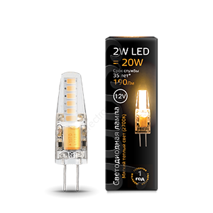 Лампа светодиодная LED 2 Вт 190 Лм 3000К теплая G4 капсула 12 В силикон Black Gauss (207707102)