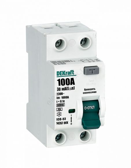 Выключатель дифференциального тока УЗО 03-6кА-2P-100А-030-A