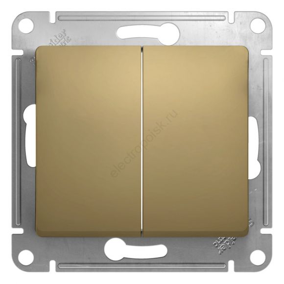 GLOSSA Выключатель двухклавишный в рамку титан сх.5 GSL000451