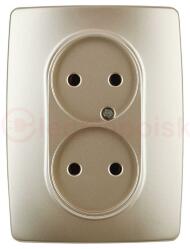 Розетка 2X2P, 16A-250В, Эра12, шампань, 12-2107-04 Розетка 2X2P, 16A-250В, Эра12, шампань, 12-2107-04