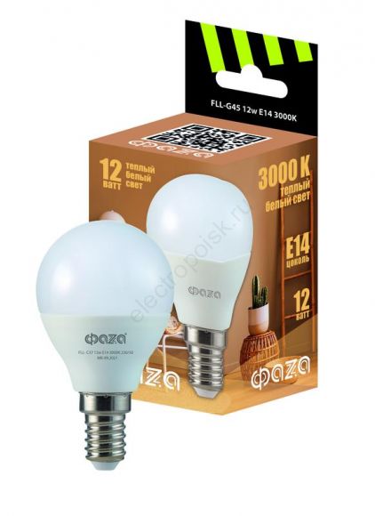 Лампа светодиодная LED 12Вт E14 3000K шар 230/50 ФАZА