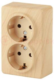 Розетка 2х2P+E Schuko, 16A-250В, ОУ, Эра Эксперт, сосна, 11-2205-11 Розетка 2х2P+E Schuko, 16A-250В, ОУ, Эра Эксперт, сосна, 11-2205-11