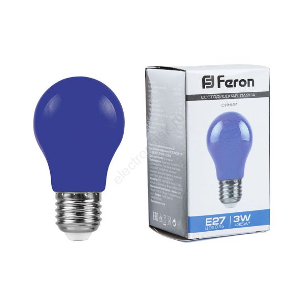 Лампа светодиодная LED 3вт Е27 синий шар (25923)