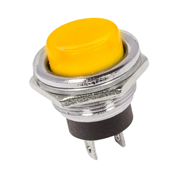 Выключатель-кнопка  металл 250V 2А (2с) (ON)-OFF  ?16.2  желтая  REXANT