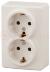 Розетка 2х2P+E Schuko, 16A-250В, ОУ, Эра Эксперт, сл.кость, 11-2205-02