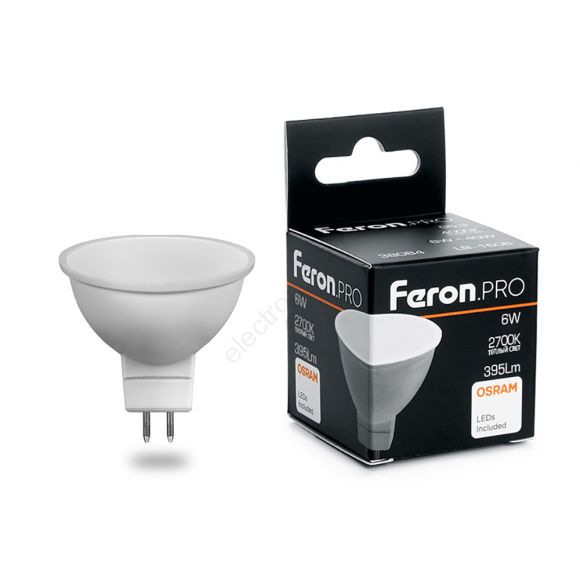Лампа светодиодная LED 6вт 230в GU5.3 теплый Feron.PRO (38083)