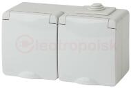 Розетка 2х2P+E гориз. IP65, шторки, 16A-250В, ОУ, Эра Эксперт, серый, 11-2604-03 Розетка 2х2P+E гориз. IP65, шторки, 16A-250В, ОУ, Эра Эксперт, серый, 11-2604-03