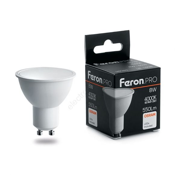 Лампа светодиодная LED 8вт 230в GU10 белый Feron.PRO (38093)