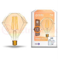 Лампа светодиодная умная LED 7 Вт 740 Лм 2500К E27 Diamond диммируемая управление по Wi-Fi Smart Home Filament Gauss Лампа светодиодная умная LED 7 Вт 740 Лм 2500К E27 Diamond диммируемая управление по Wi-Fi Smart Home Filament Gauss