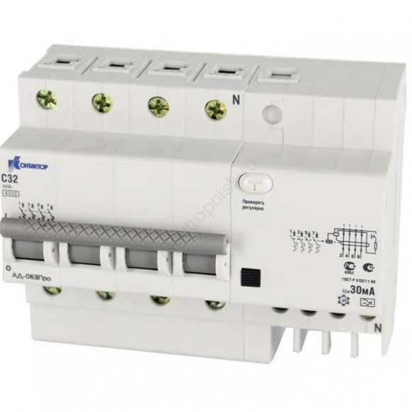 Автоматический выключатель дифференциального тока 4п 40А 100мA АД-063Про