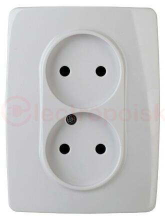 Розетка 2X2P, 16A-250В, Эра12, белый, 12-2107-01