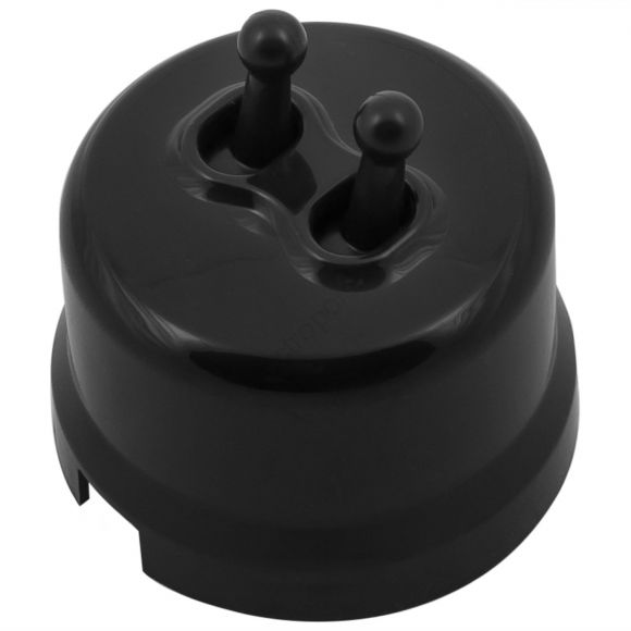 Кнопка (двухтумблерная), пластик, цвет Черный B1-232-23-PB