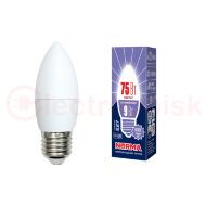 Лампа светодиодная LED-C37-9W/DW/E27/FR/NR Форма свеча, матовая. Серия Norma. Дневной белый свет (6500K). Картон. ТМ Volpe Лампа светодиодная LED-C37-9W/DW/E27/FR/NR Форма свеча, матовая. Серия Norma. Дневной белый свет (6500K). Картон. ТМ Volpe