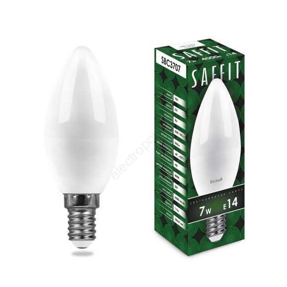 Лампа светодиодная LED 7вт E14 дневной матовая свеча (55169)