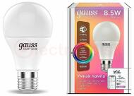 Лампа светодиодная умная LED 10 Вт 1055 Лм 2700-6500К E27 A60 RGBW +изм.цвет.темп.+диммирование управление по Wi-Fi Smart Home Gauss Лампа светодиодная умная LED 10 Вт 1055 Лм 2700-6500К E27 A60 RGBW +изм.цвет.темп.+диммирование управление по Wi-Fi Smart Home Gauss