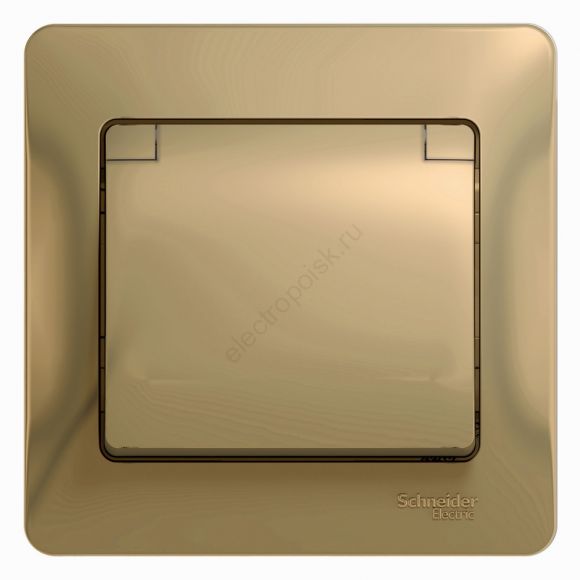 GLOSSA Розетка с заземлением со шторками с крышкой титан в сборе IP20 GSL000446