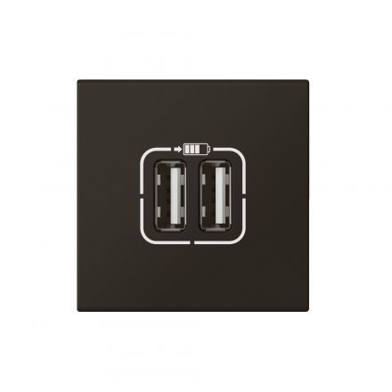 Розетка USB А+А для зарядки двойная Mosaic 2 модуля - матовая черная