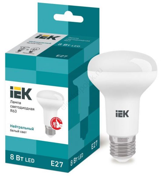 Лампа светодиодная LED рефлекторная 8вт E27 R63 белый ECO (LLE-R63-8-230-40-E27)