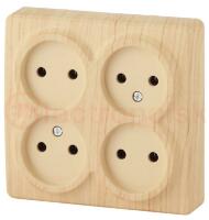 Розетка 4х2P, 16A-250В, ОУ, Эра Эксперт, сосна, 11-2210-11 Розетка 4х2P, 16A-250В, ОУ, Эра Эксперт, сосна, 11-2210-11
