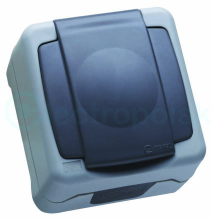 Makel герм сер розетка с крышкой IP55 (пруж.заж.)